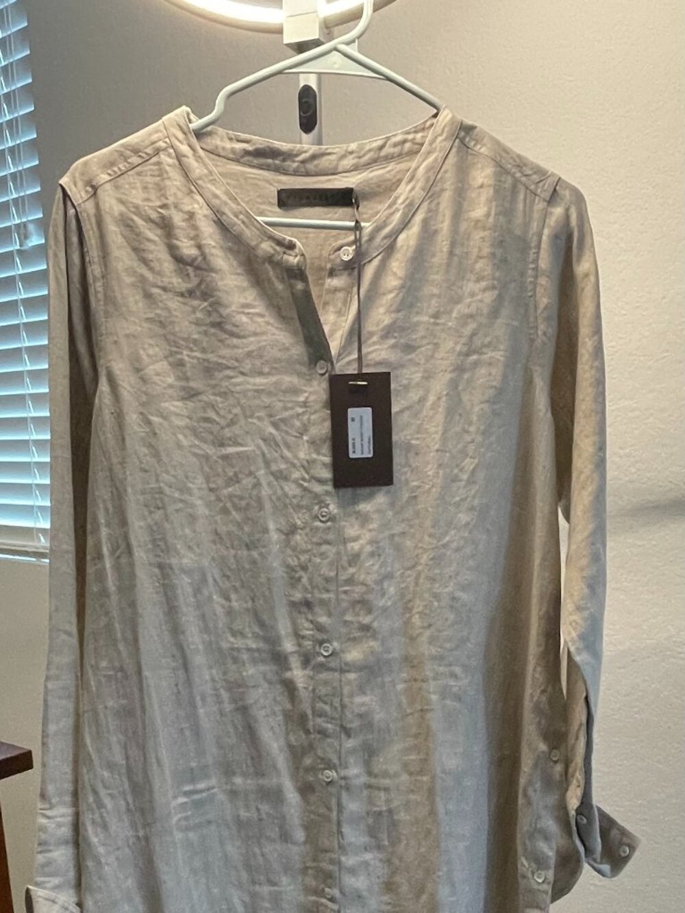 Nicholas K Linen Wrap Shirt Dress Natural